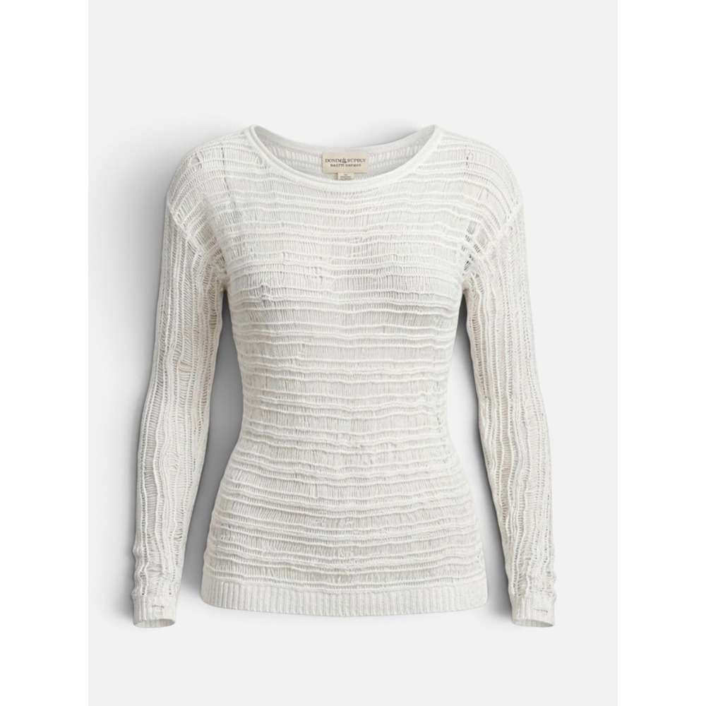 Denim & Supply Ralph Lauren Open Knit Distressed loose mesh sweater SzS Y2K Boho